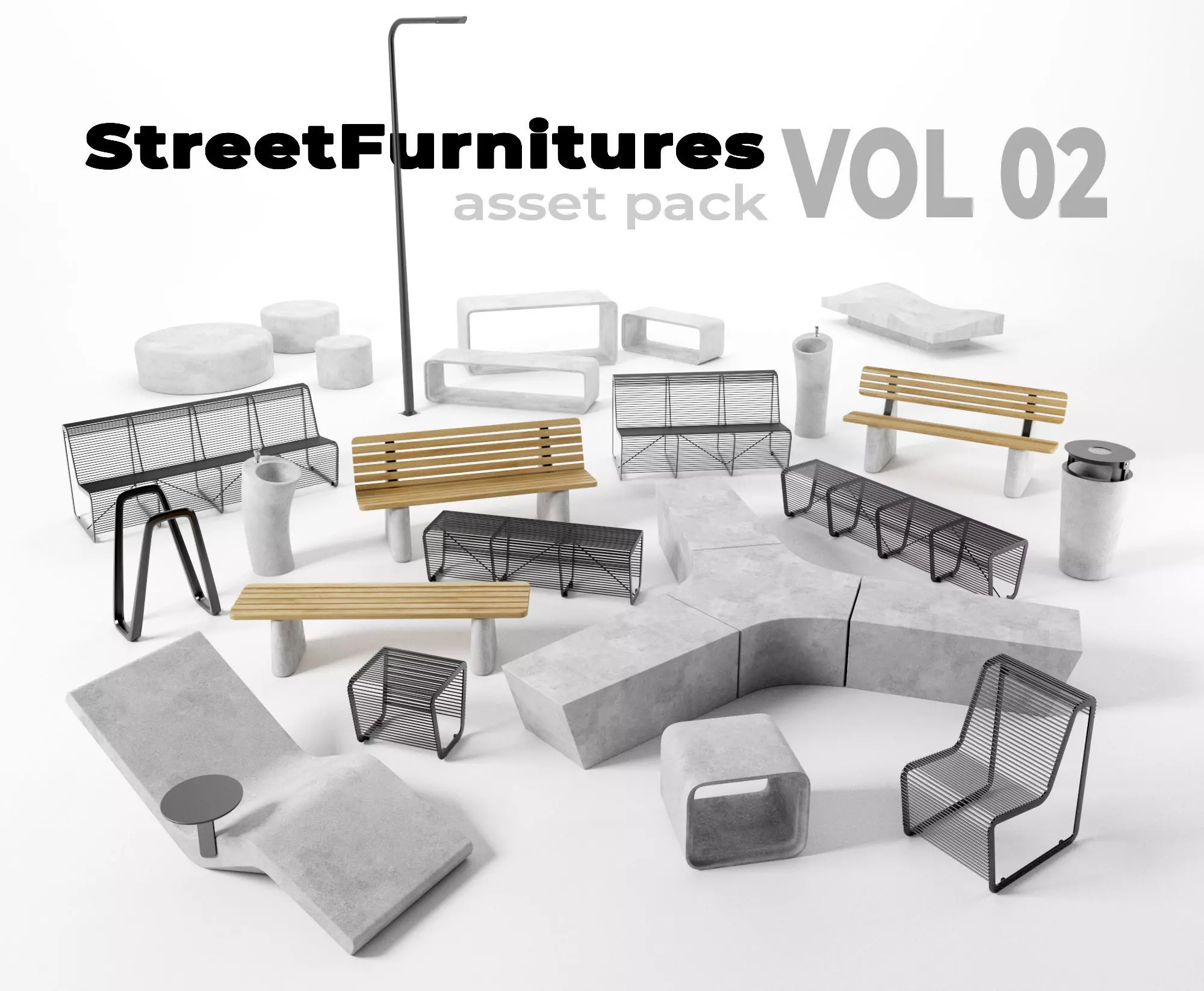 Street Furniture Asset Pack -02- 3D model_0