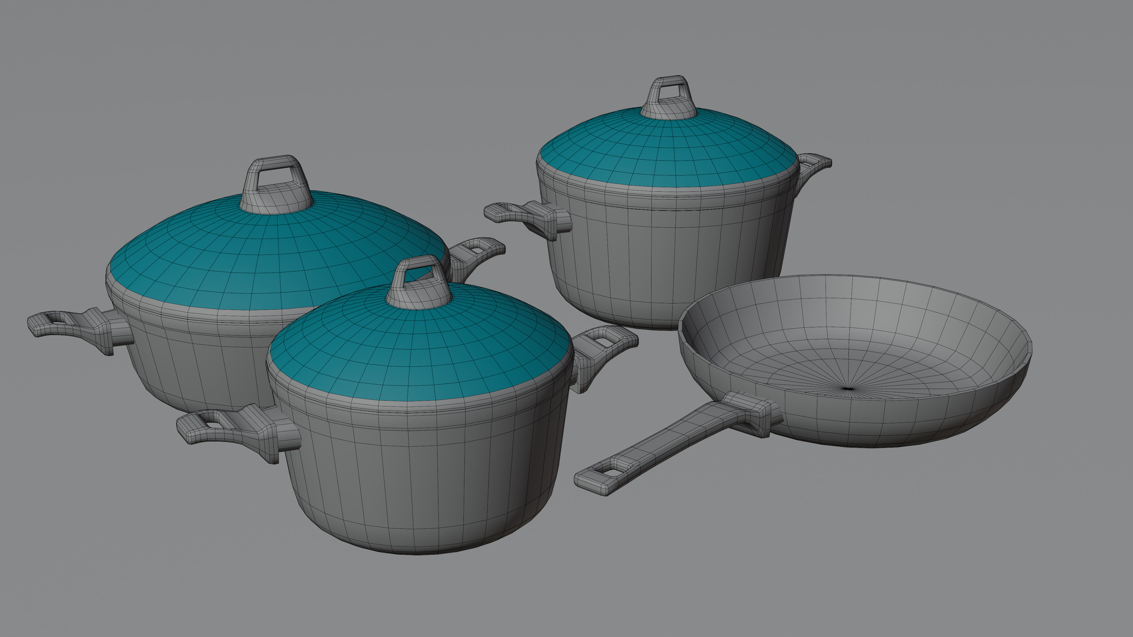 Granite Cookware Set Low-poly 3D model_9
