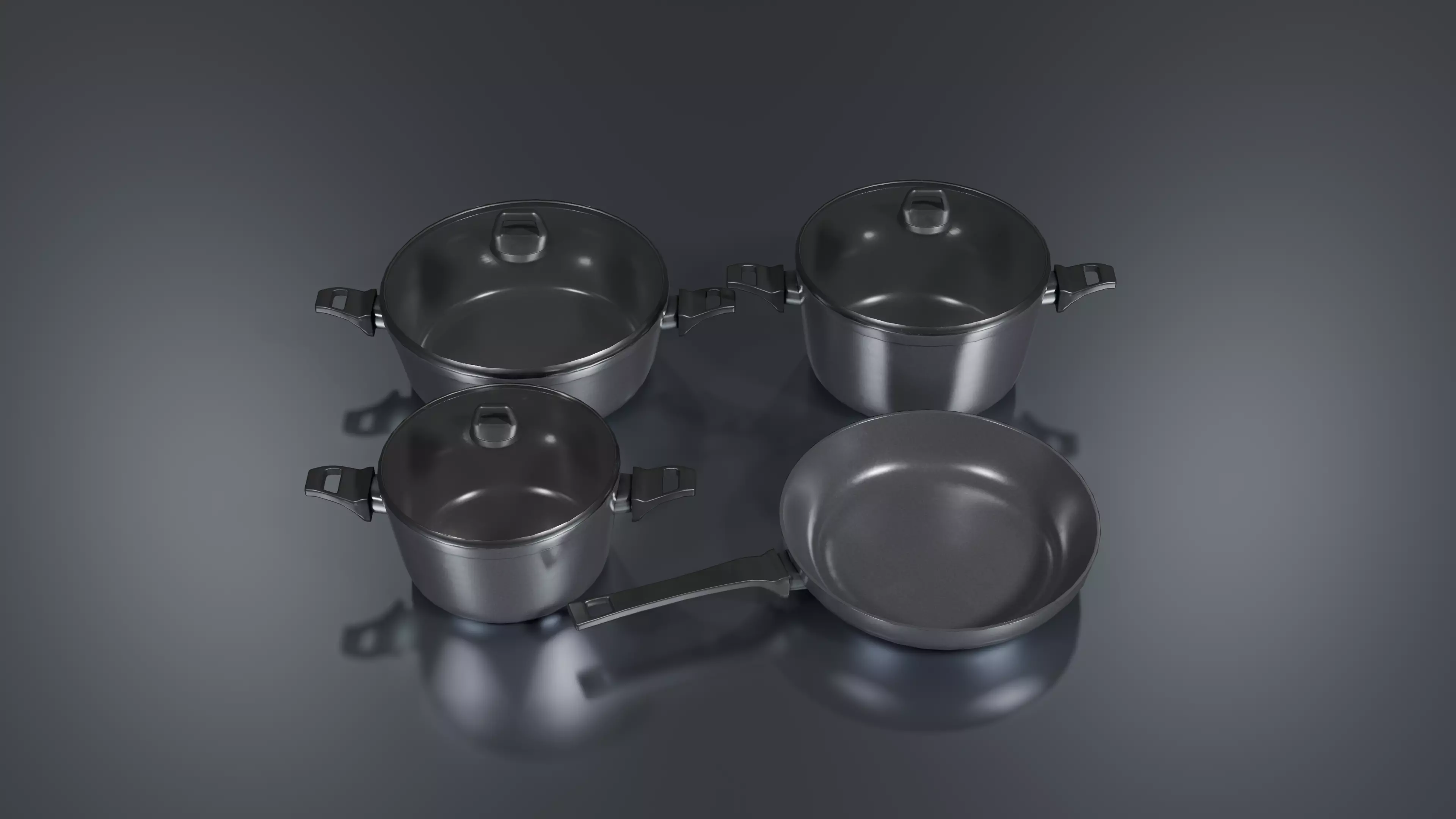Granite Cookware Set Low-poly 3D model_0