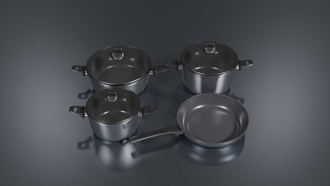 Granite Cookware Set Low-poly 3D model