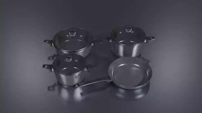 Granite Cookware Set Low-poly 3D model
