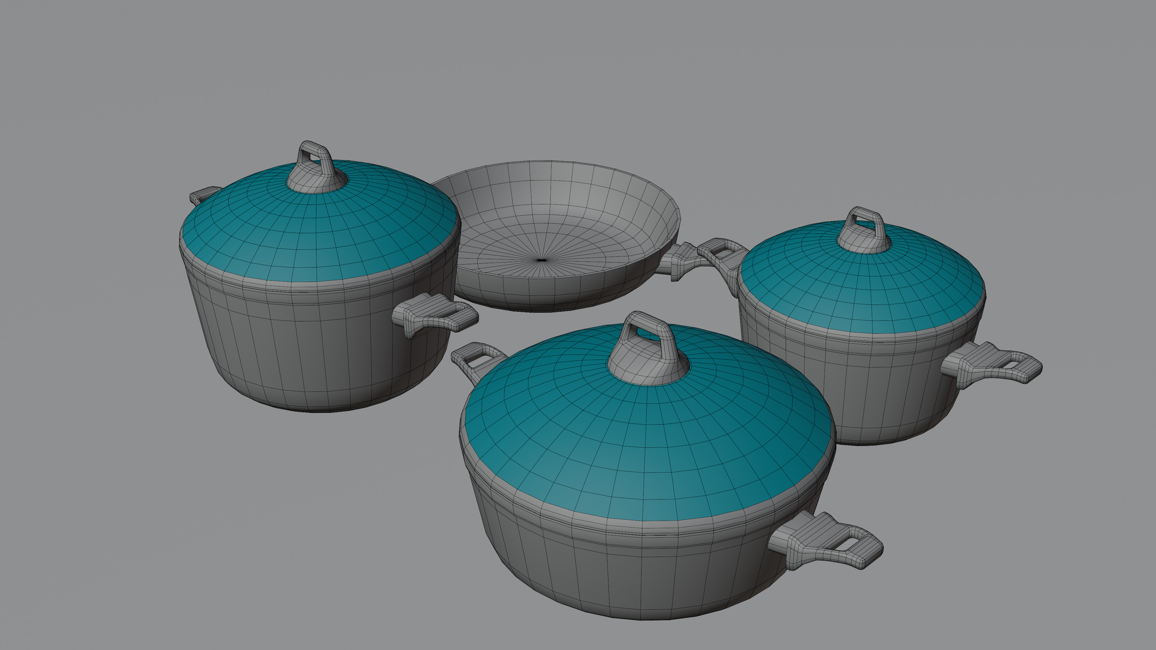 Granite Cookware Set Low-poly 3D model_12