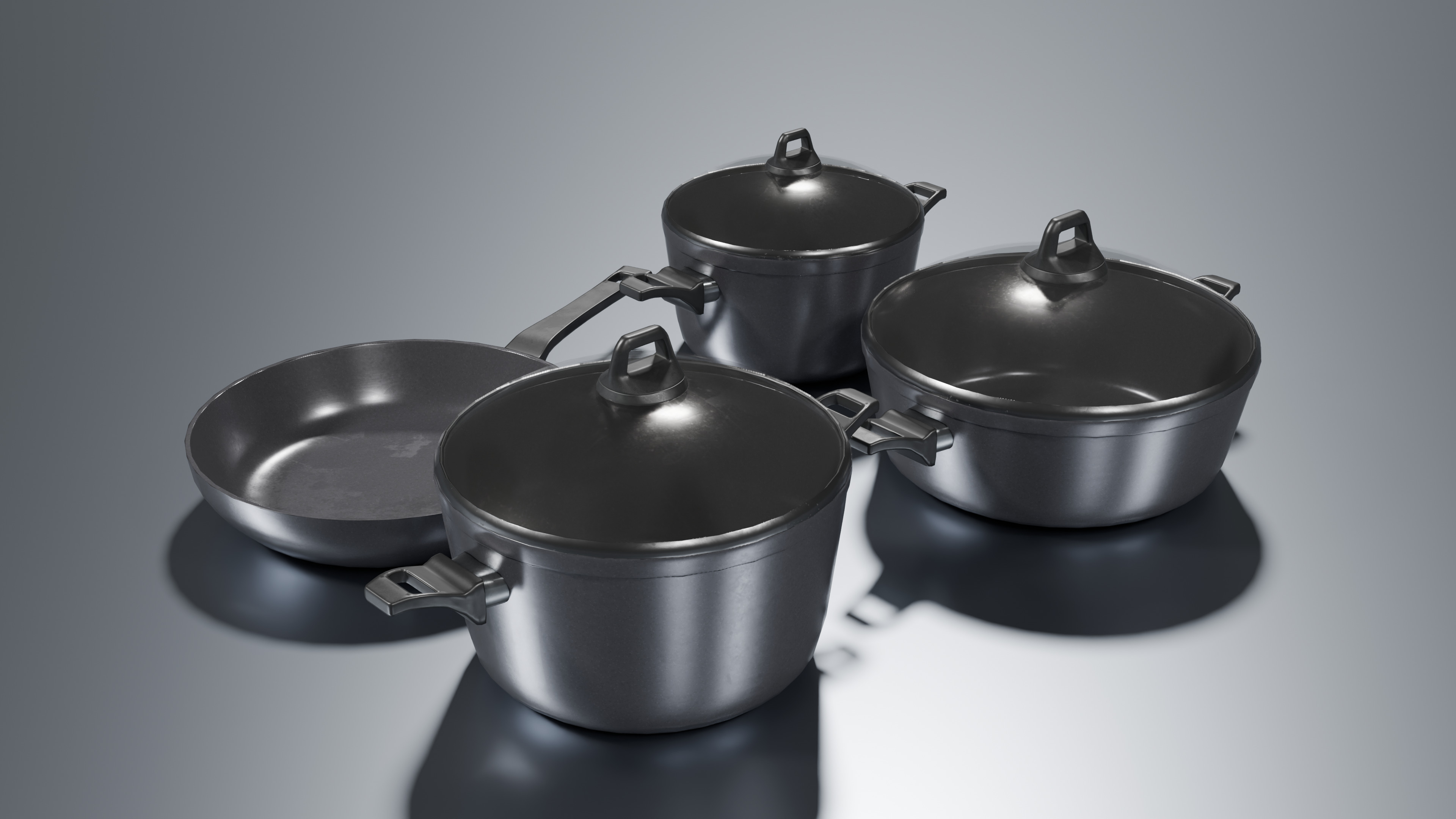 Granite Cookware Set Low-poly 3D model_4
