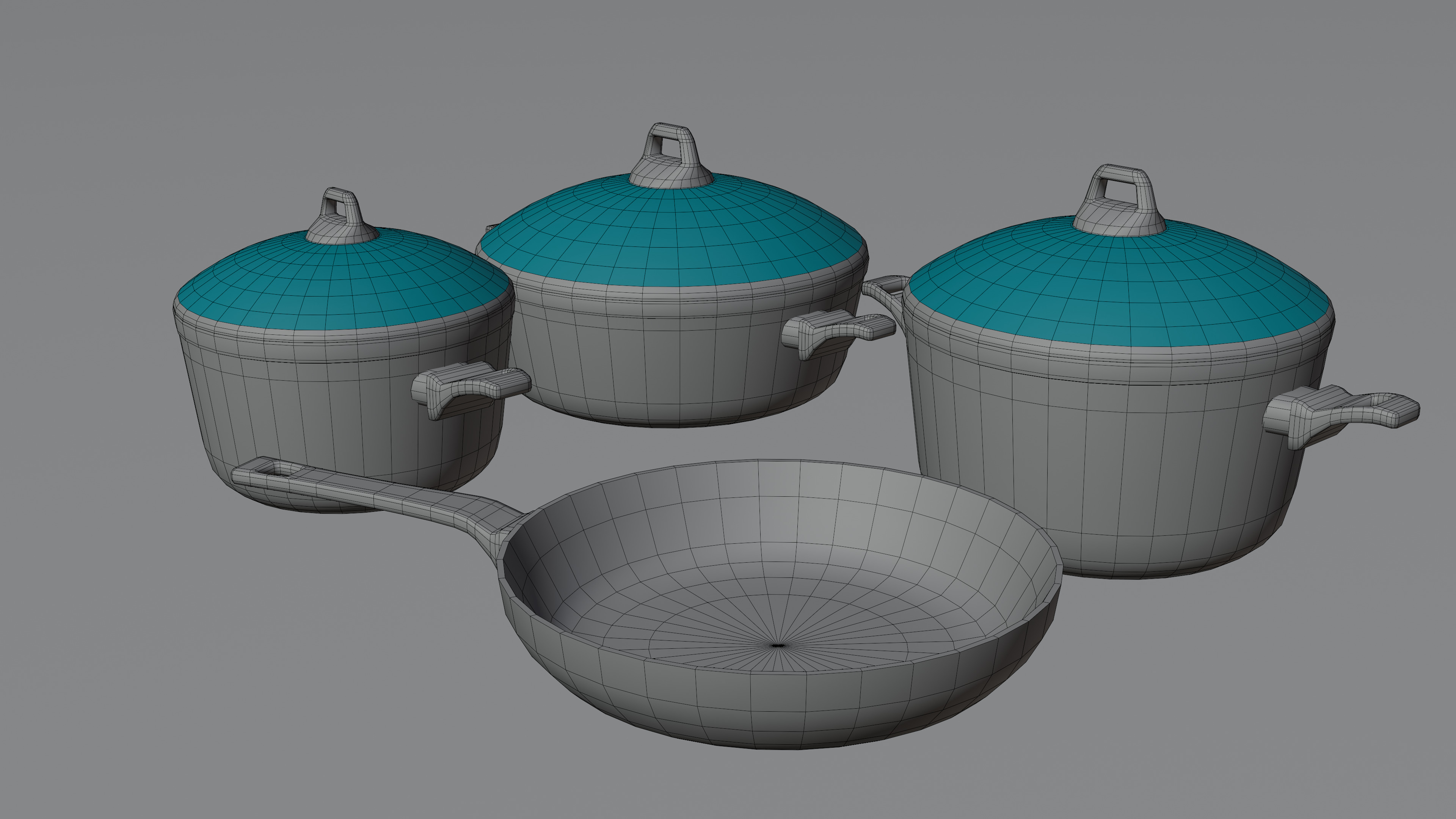 Granite Cookware Set Low-poly 3D model_10