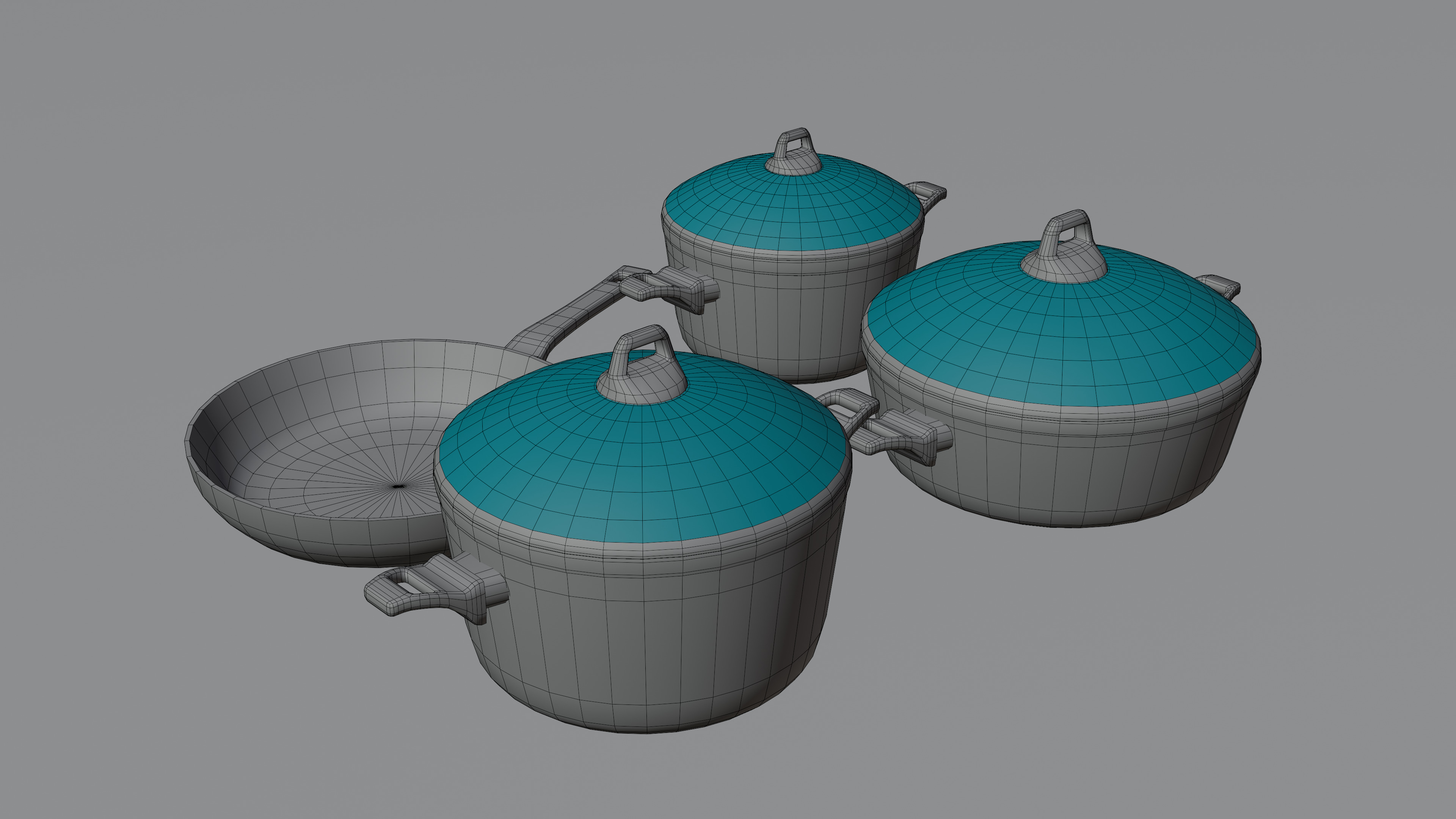 Granite Cookware Set Low-poly 3D model_11