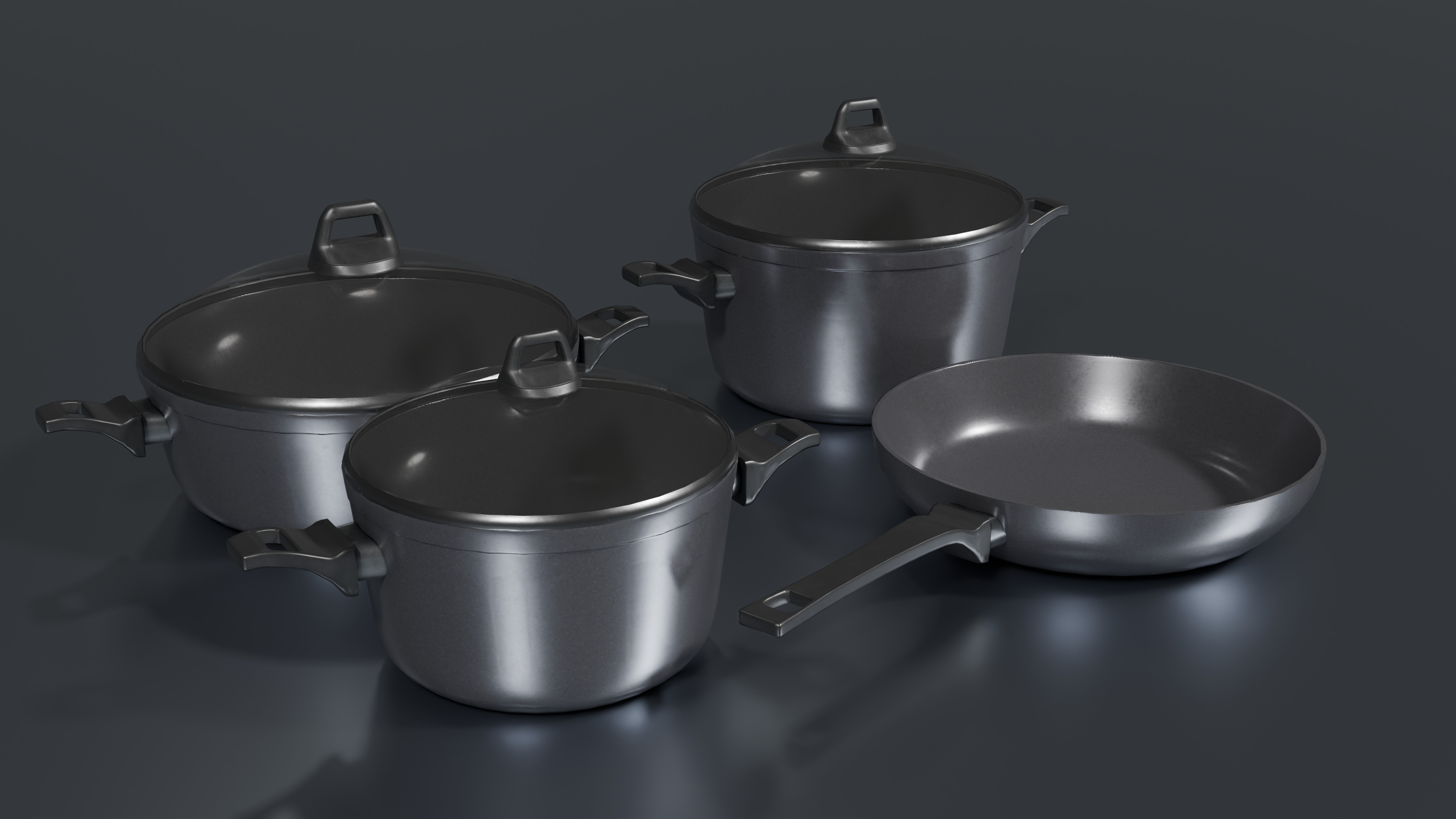 Granite Cookware Set Low-poly 3D model_3