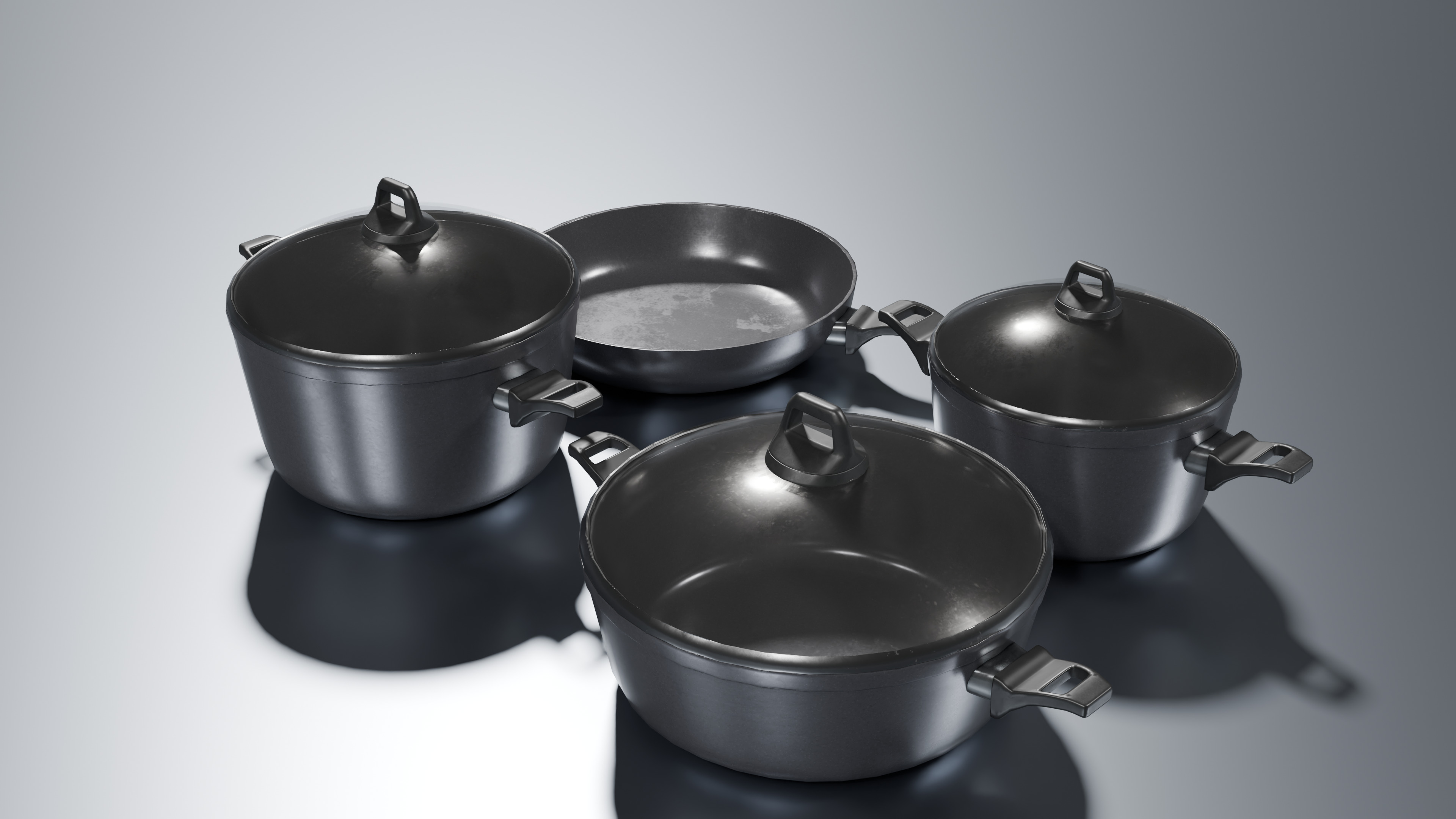 Granite Cookware Set Low-poly 3D model_5