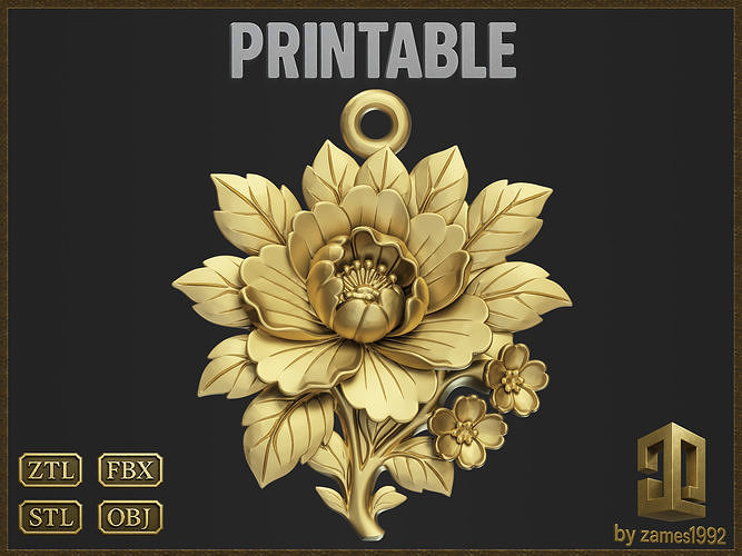 Elegant Floral Pendant 3D print model