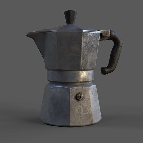 Worn Italian Moka Pot Realistic PBR Textured 3D Model 3D model