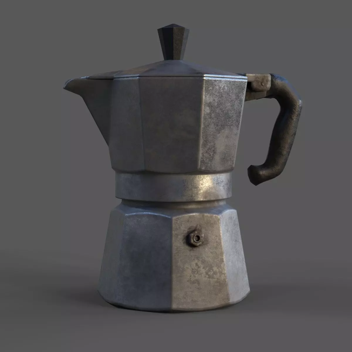 Worn Italian Moka Pot Realistic PBR Textured 3D Model 3D model_0