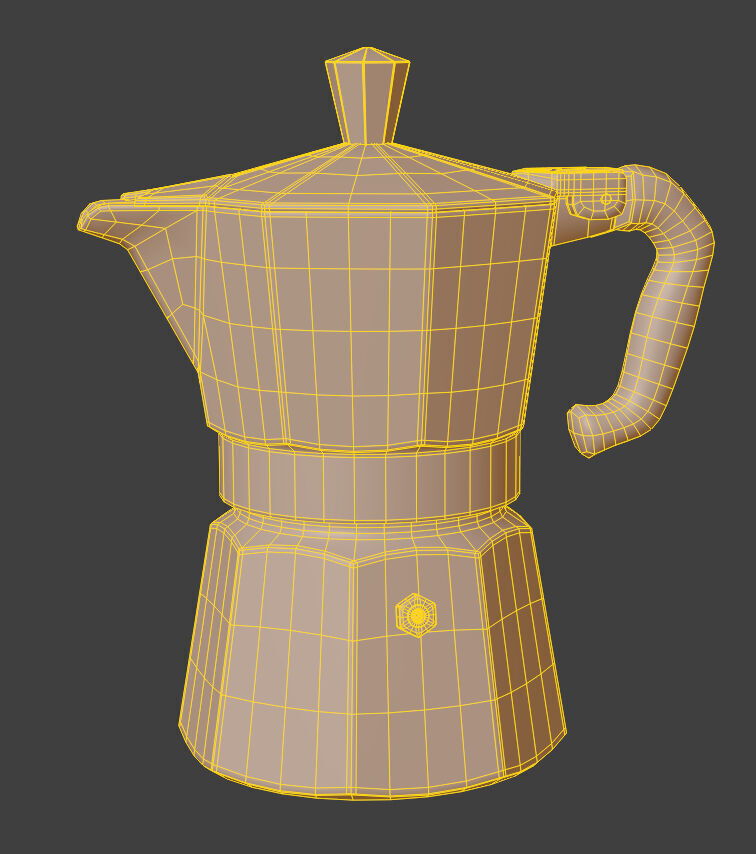 Worn Italian Moka Pot Realistic PBR Textured 3D Model 3D model_7