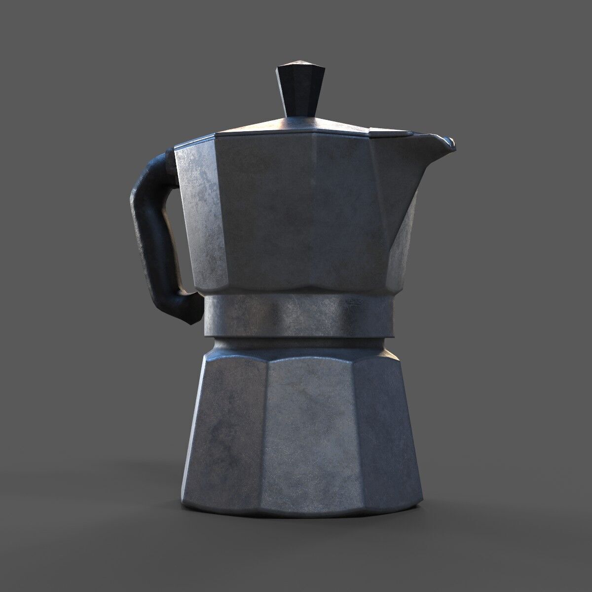 Worn Italian Moka Pot Realistic PBR Textured 3D Model 3D model_5