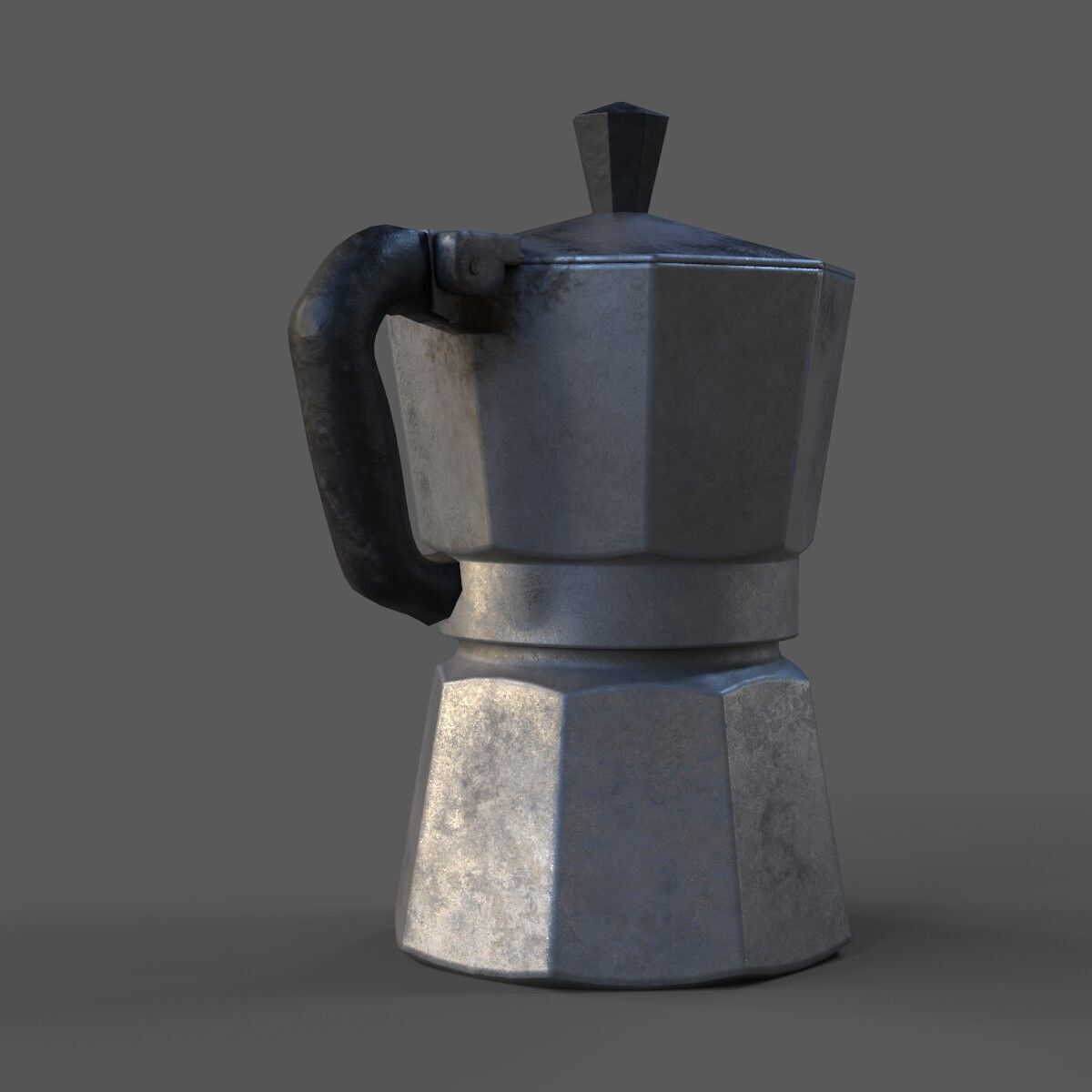 Worn Italian Moka Pot Realistic PBR Textured 3D Model 3D model_3