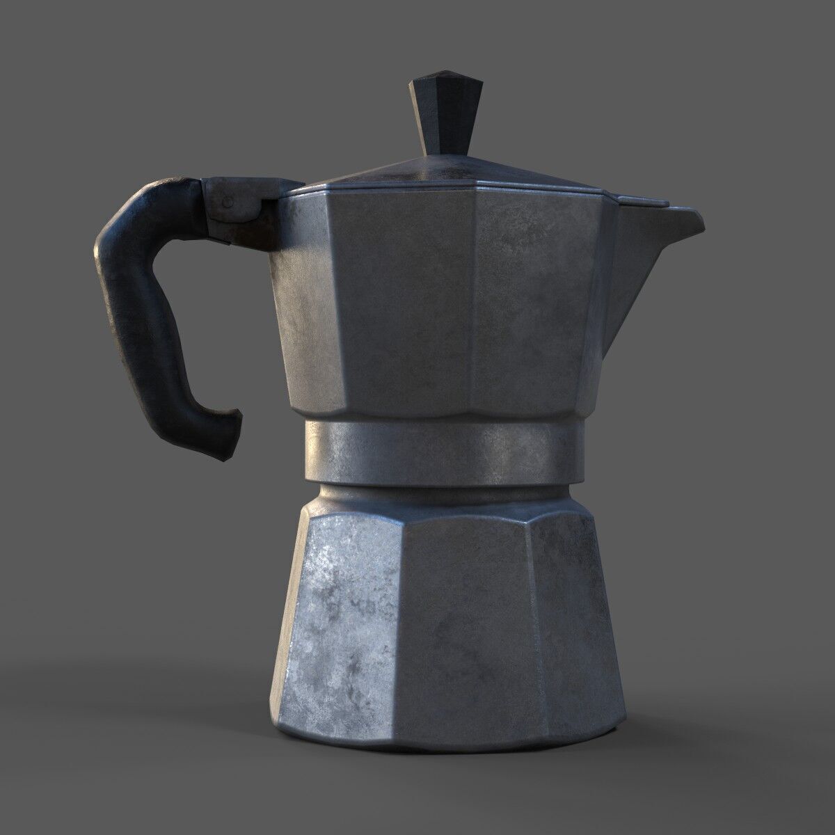 Worn Italian Moka Pot Realistic PBR Textured 3D Model 3D model_4