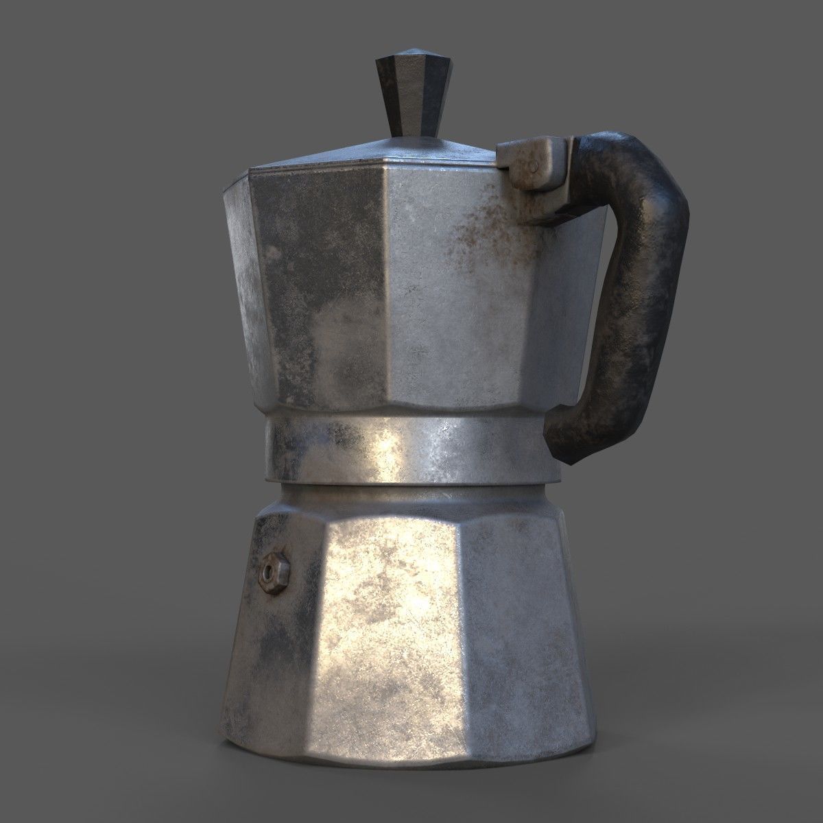 Worn Italian Moka Pot Realistic PBR Textured 3D Model 3D model_1