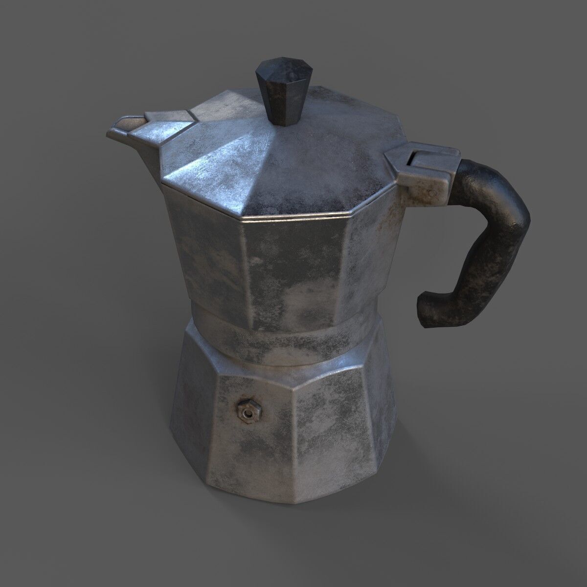 Worn Italian Moka Pot Realistic PBR Textured 3D Model 3D model_6