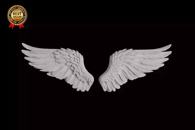 3D Model Sculpture of a Pair of Angel Wings in Flight