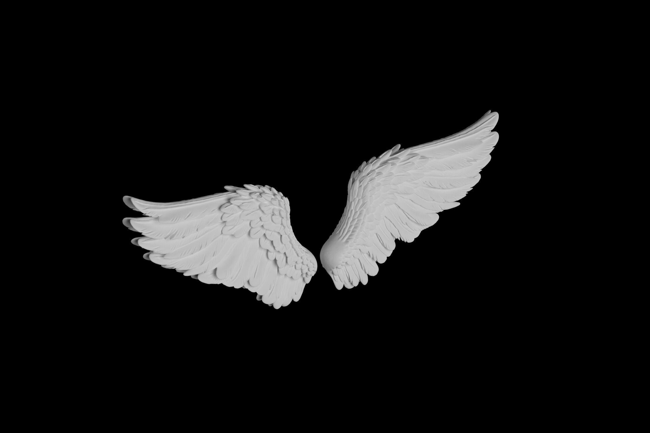3D Model Sculpture of a Pair of Angel Wings in Flight 3D print model_1