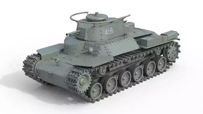 Type 97 Chi-Ha medium tank  Low-poly 3D model