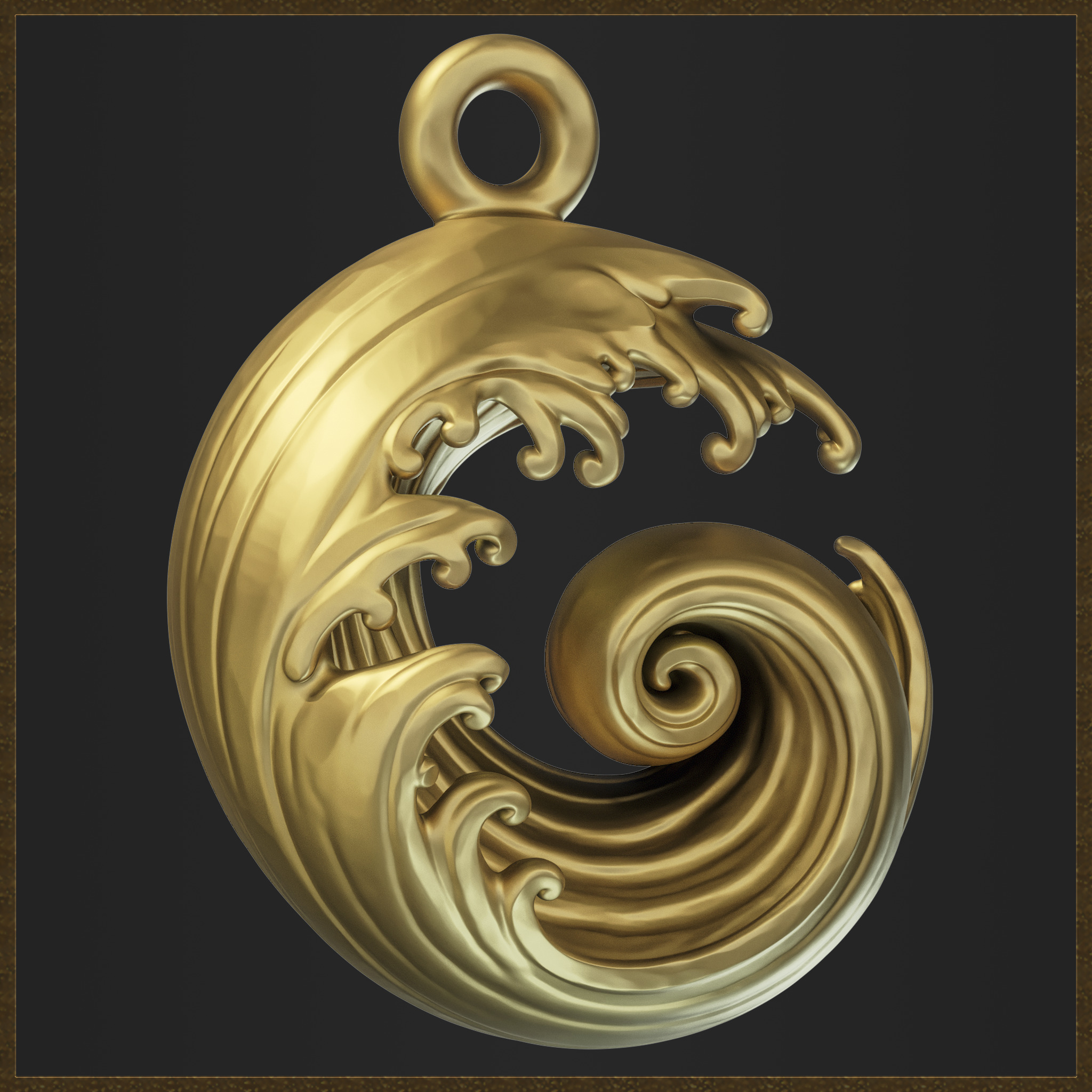 Ocean Wave Pendant - Elegant Swirl 3D print model_2