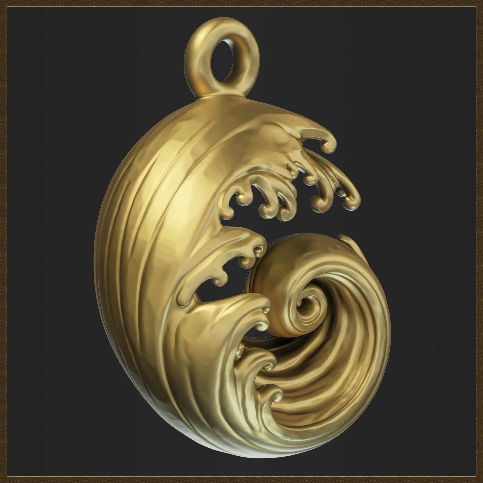 Ocean Wave Pendant - Elegant Swirl 3D print model_4