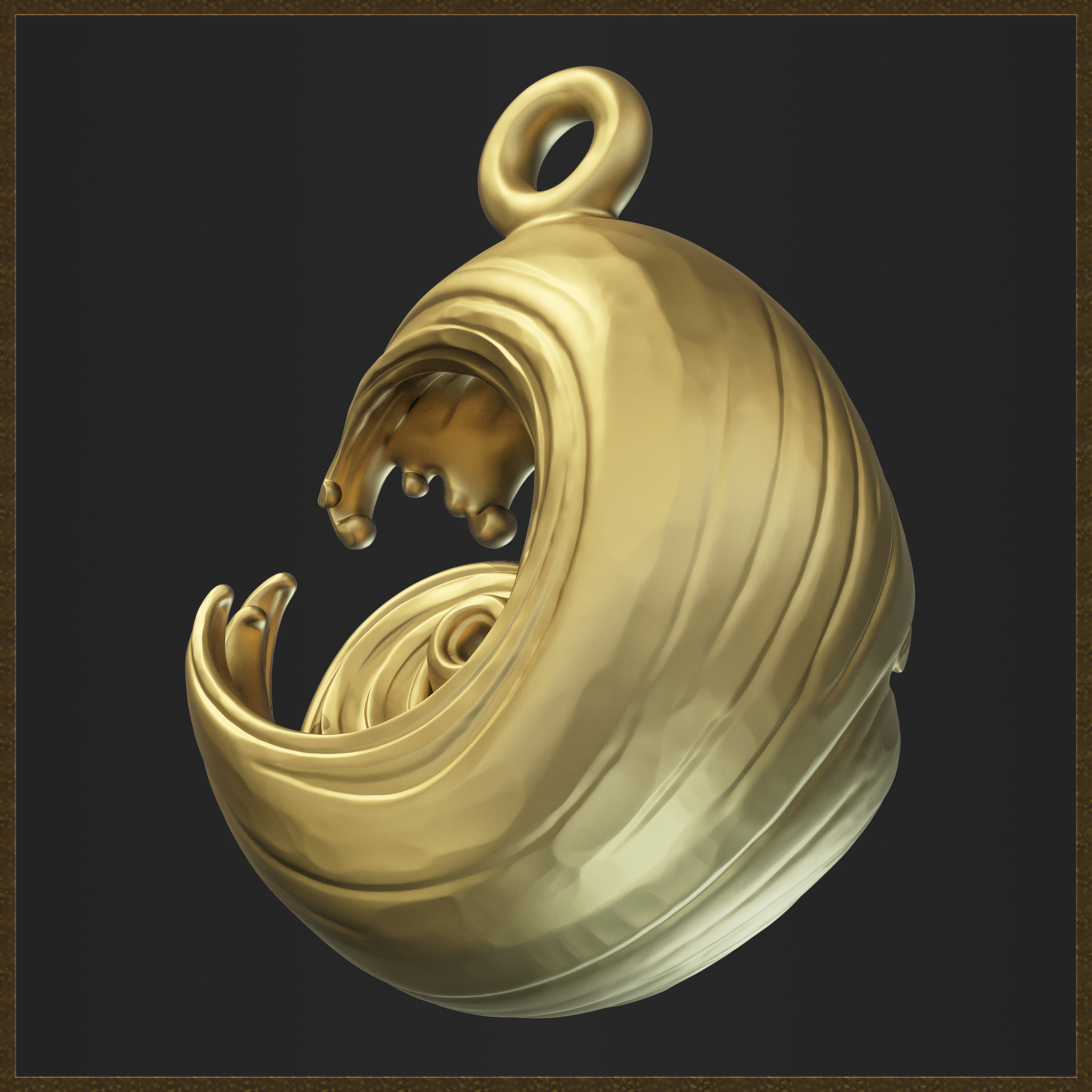 Ocean Wave Pendant - Elegant Swirl 3D print model_5