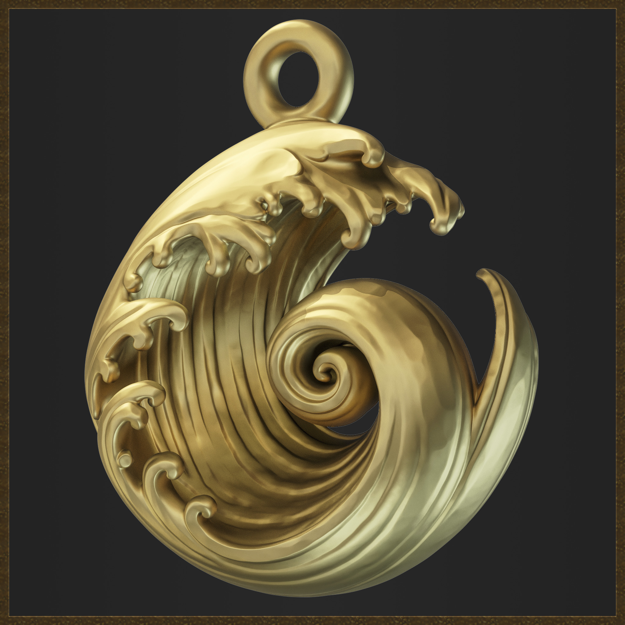Ocean Wave Pendant - Elegant Swirl 3D print model_3