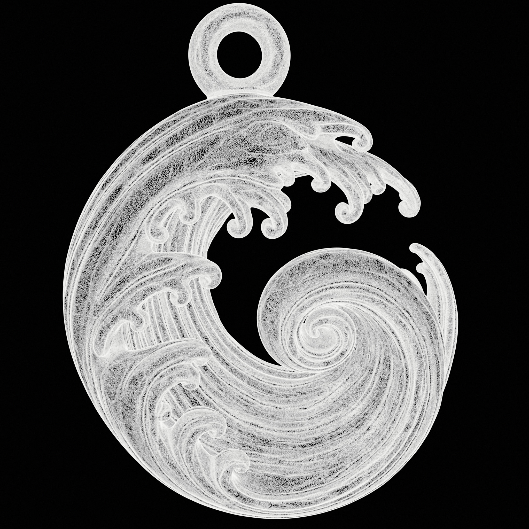 Ocean Wave Pendant - Elegant Swirl 3D print model_7