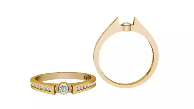 Gold ring set 3D printable model      