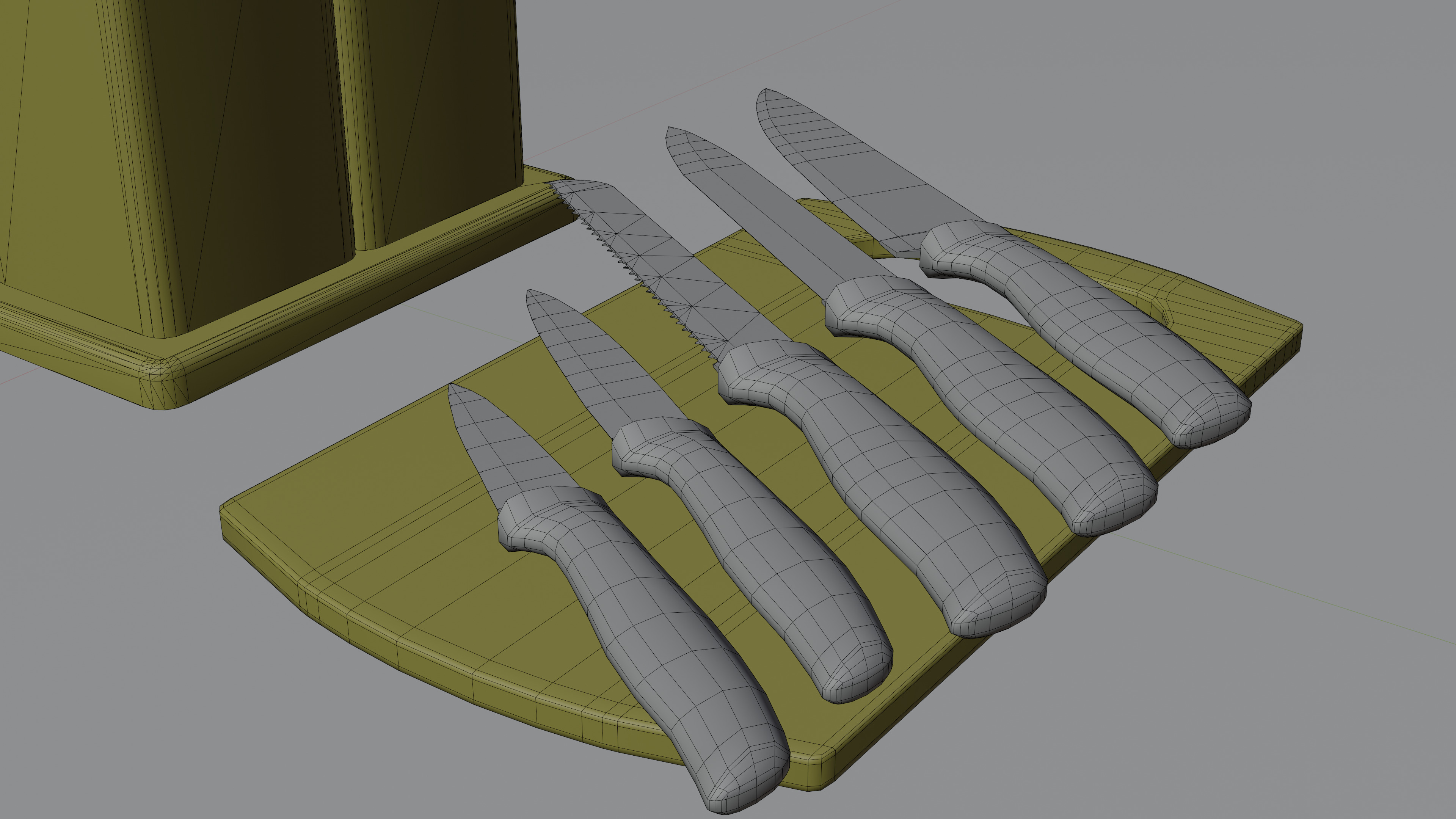 Cream Bronze Knife And Service Set Low-poly 3D model_14