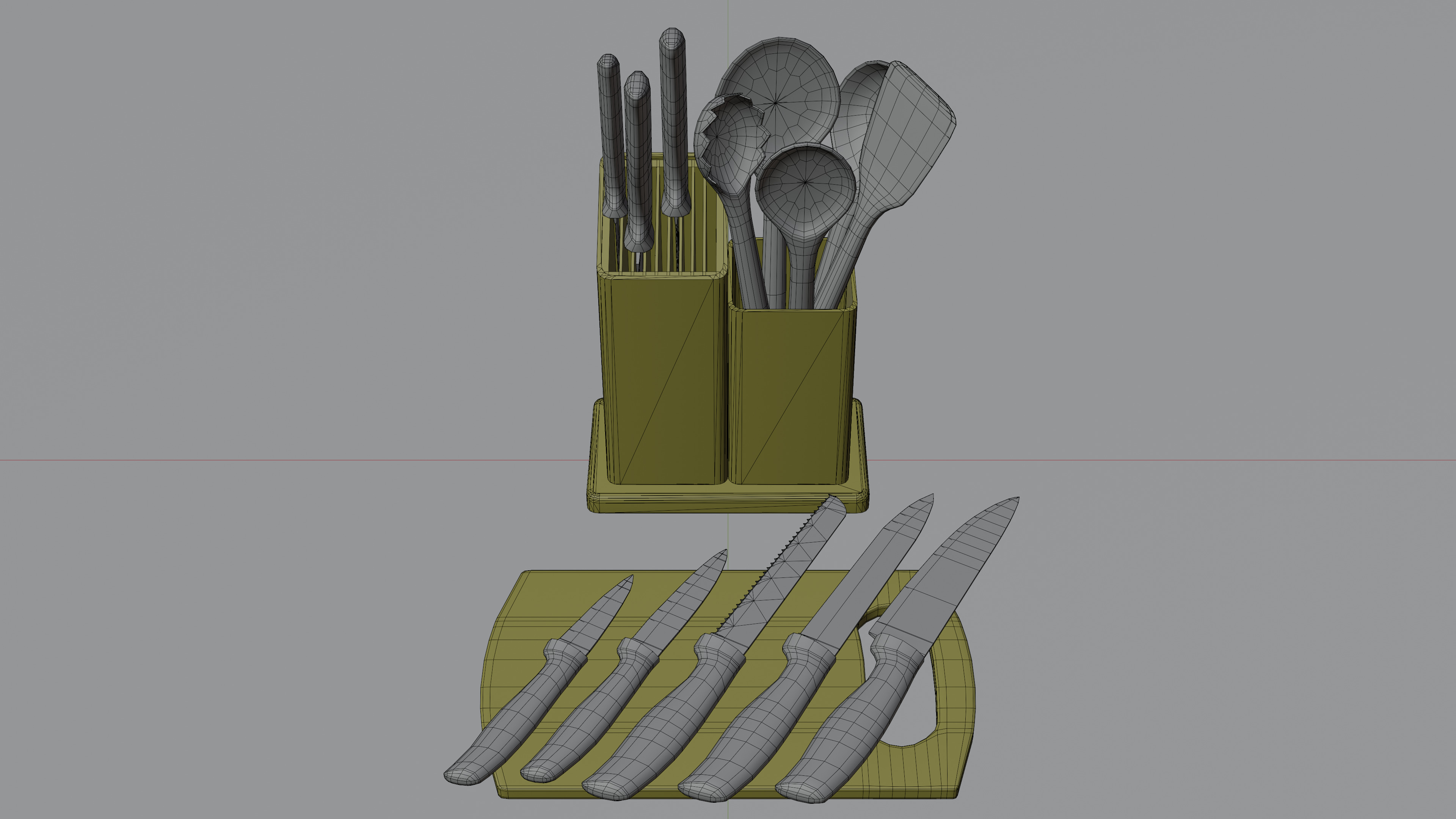 Cream Bronze Knife And Service Set Low-poly 3D model_9