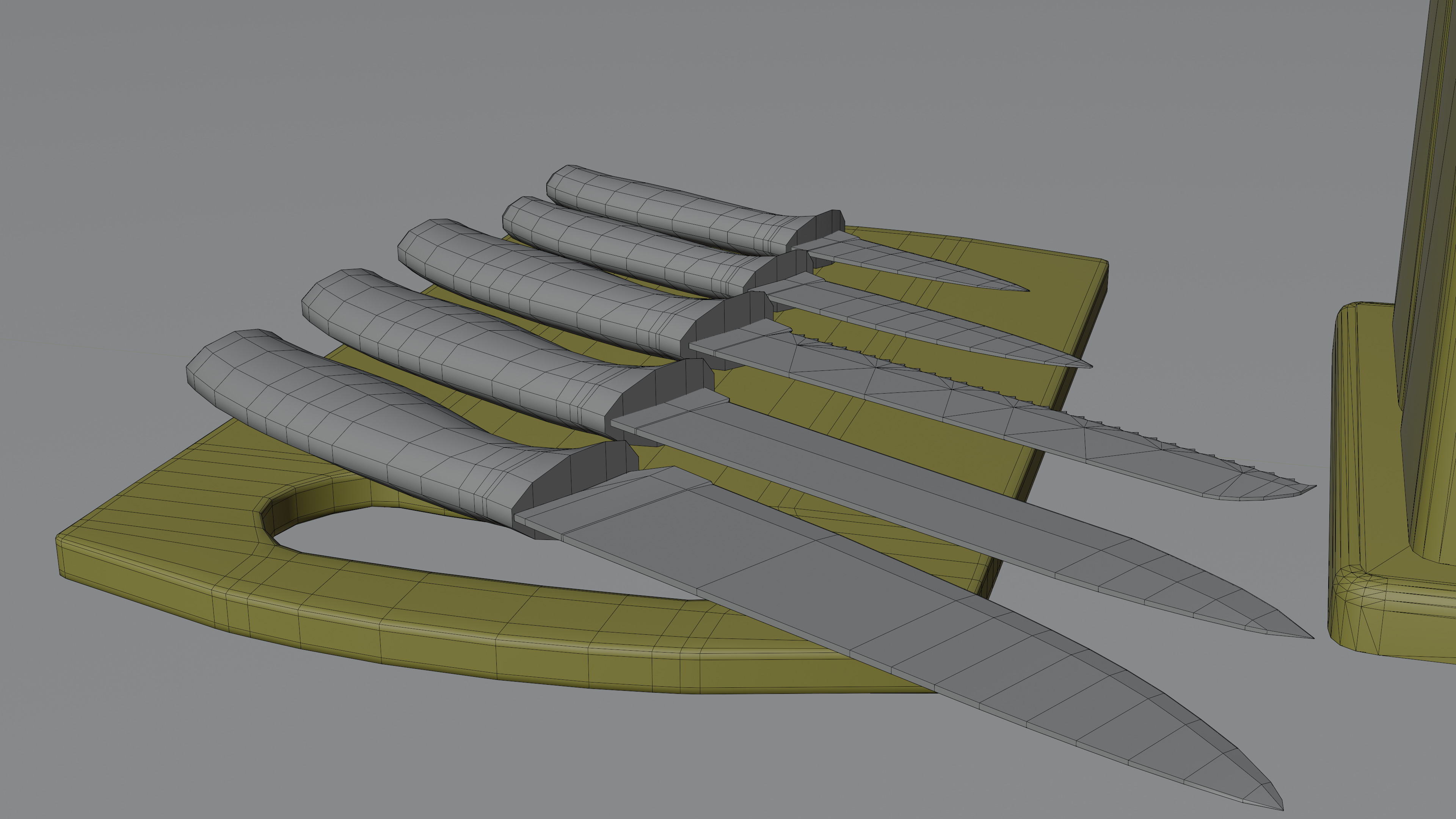 Cream Bronze Knife And Service Set Low-poly 3D model_15