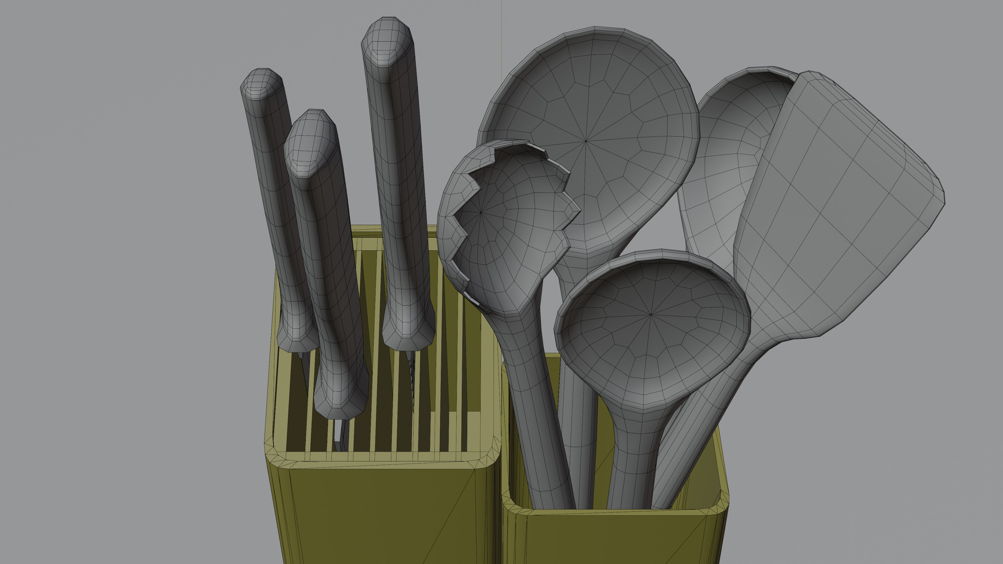 Cream Bronze Knife And Service Set Low-poly 3D model_16