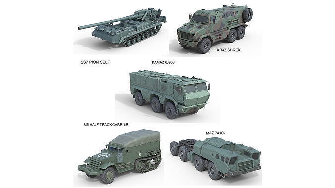 5 Military Vehicles Collection v35 Low-poly 3D model