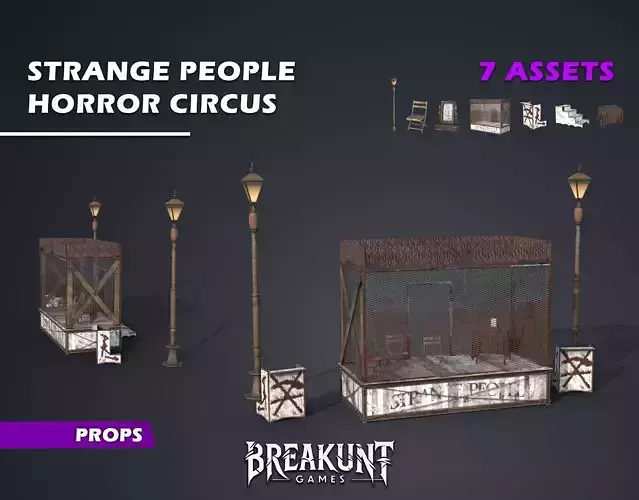 Strange people horror circus - 3d models pack - 7 assets 3D model