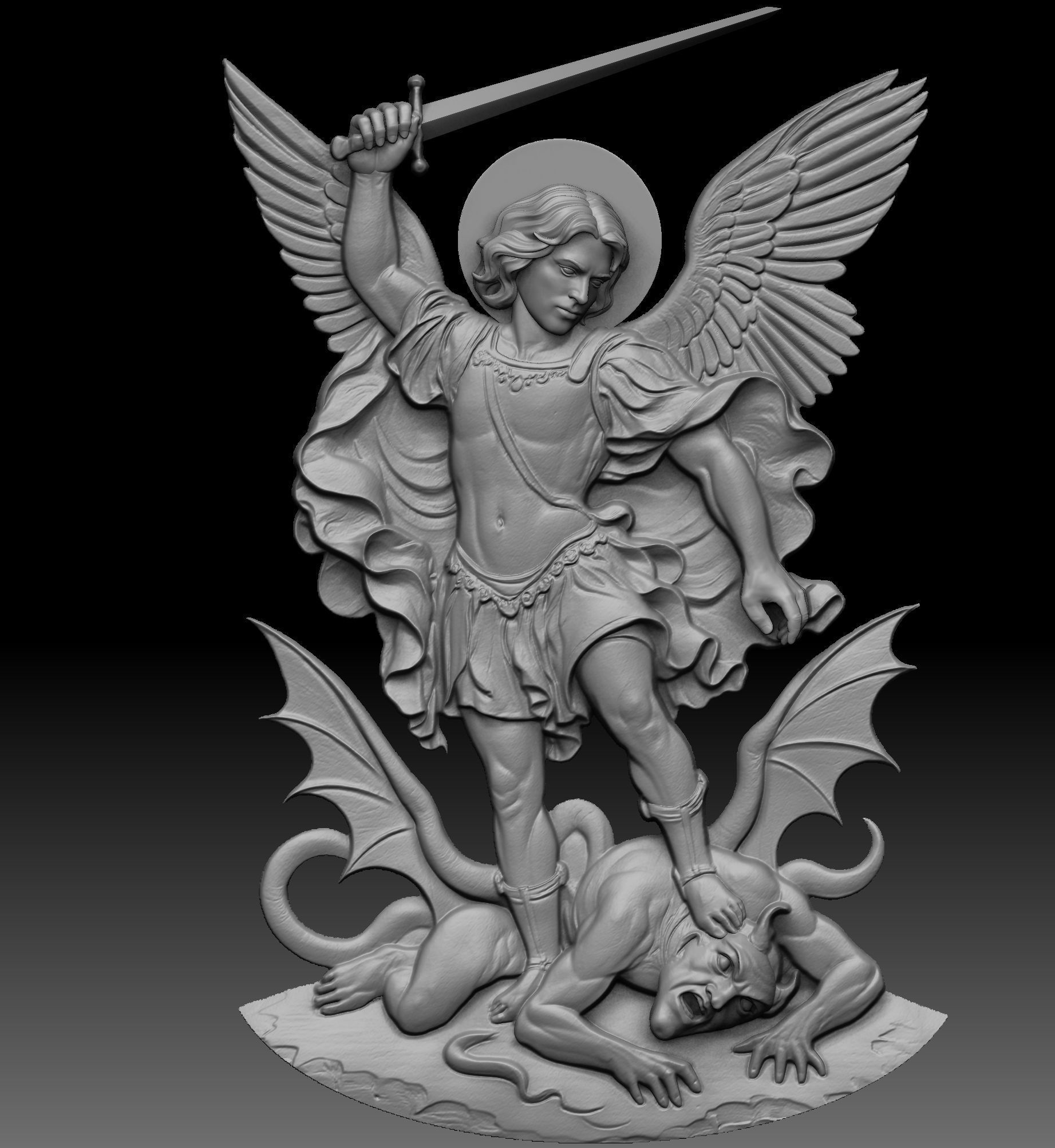 Archangel Michael Relief  3D print model_4