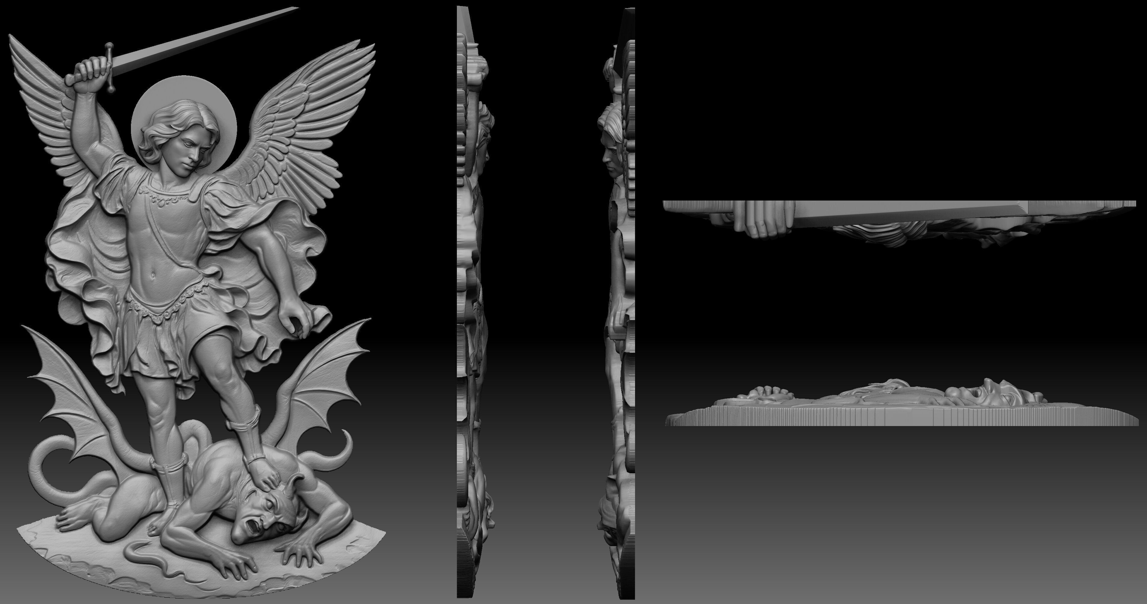 Archangel Michael Relief  3D print model_2