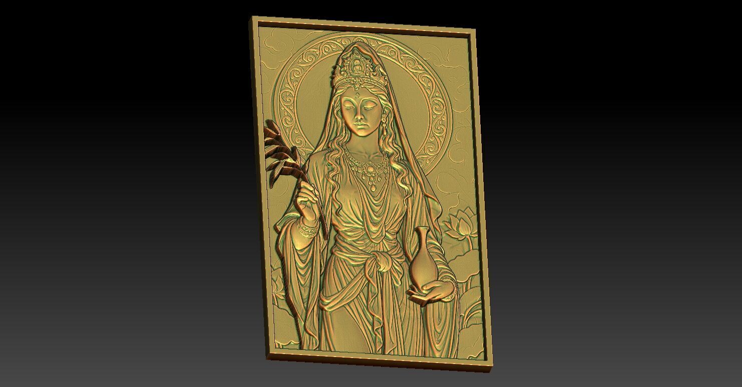 1 Guanyin CNC Relief Model 3D print model_3