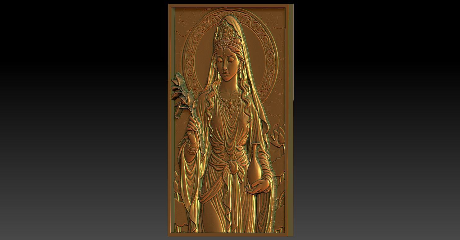 1 Guanyin CNC Relief Model 3D print model_2