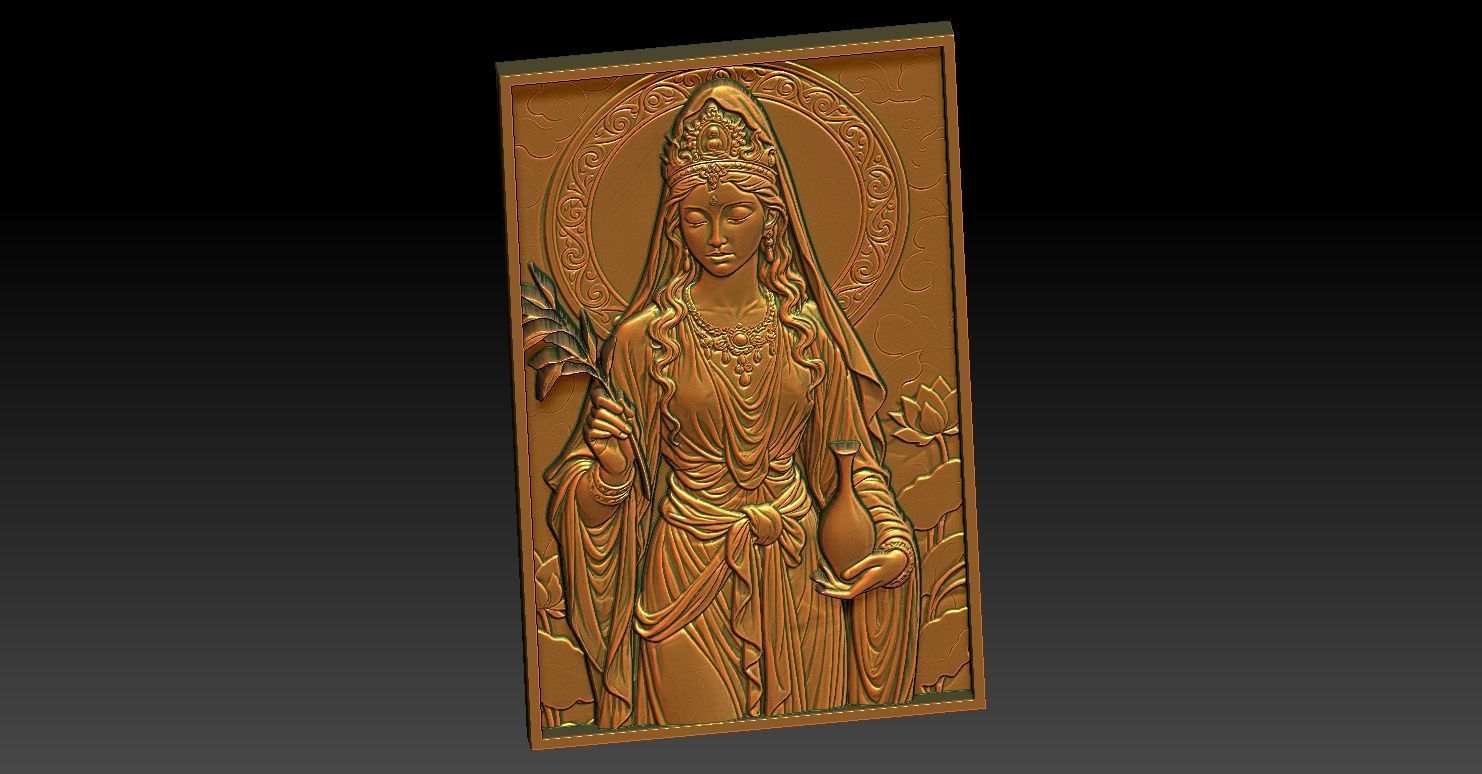 1 Guanyin CNC Relief Model 3D print model_4