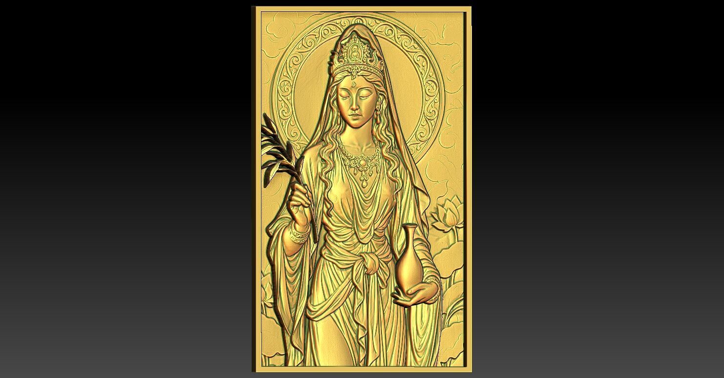 1 Guanyin CNC Relief Model 3D print model_1