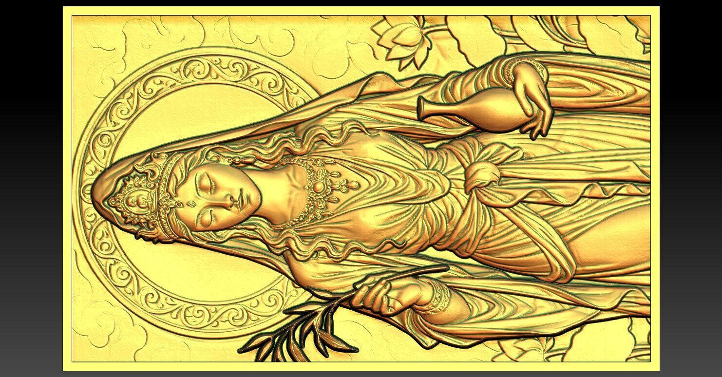 1 Guanyin CNC Relief Model 3D print model_5