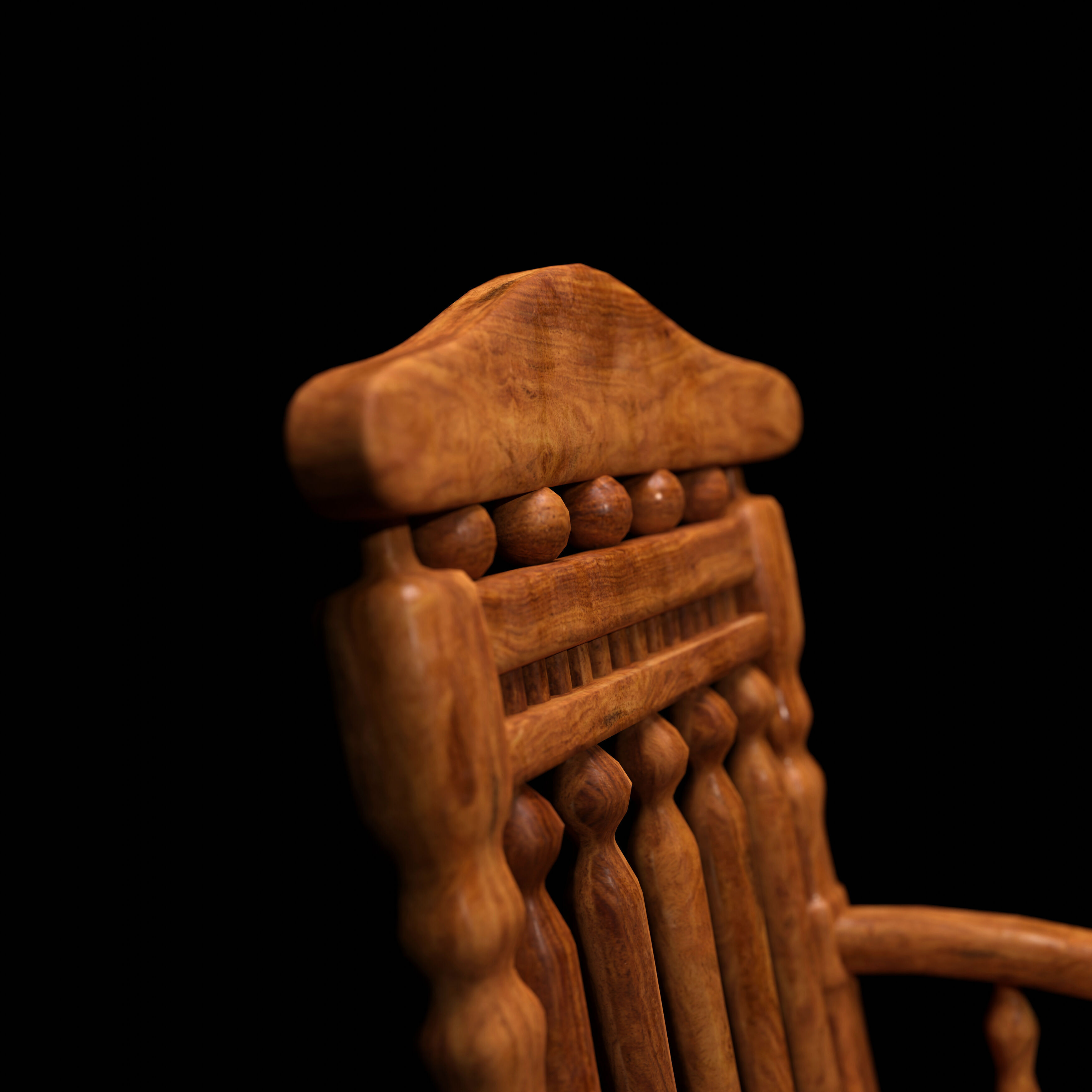 Rocking Chair - Low Poly Game Ready - PBR 4K  Low-poly 3D model_2