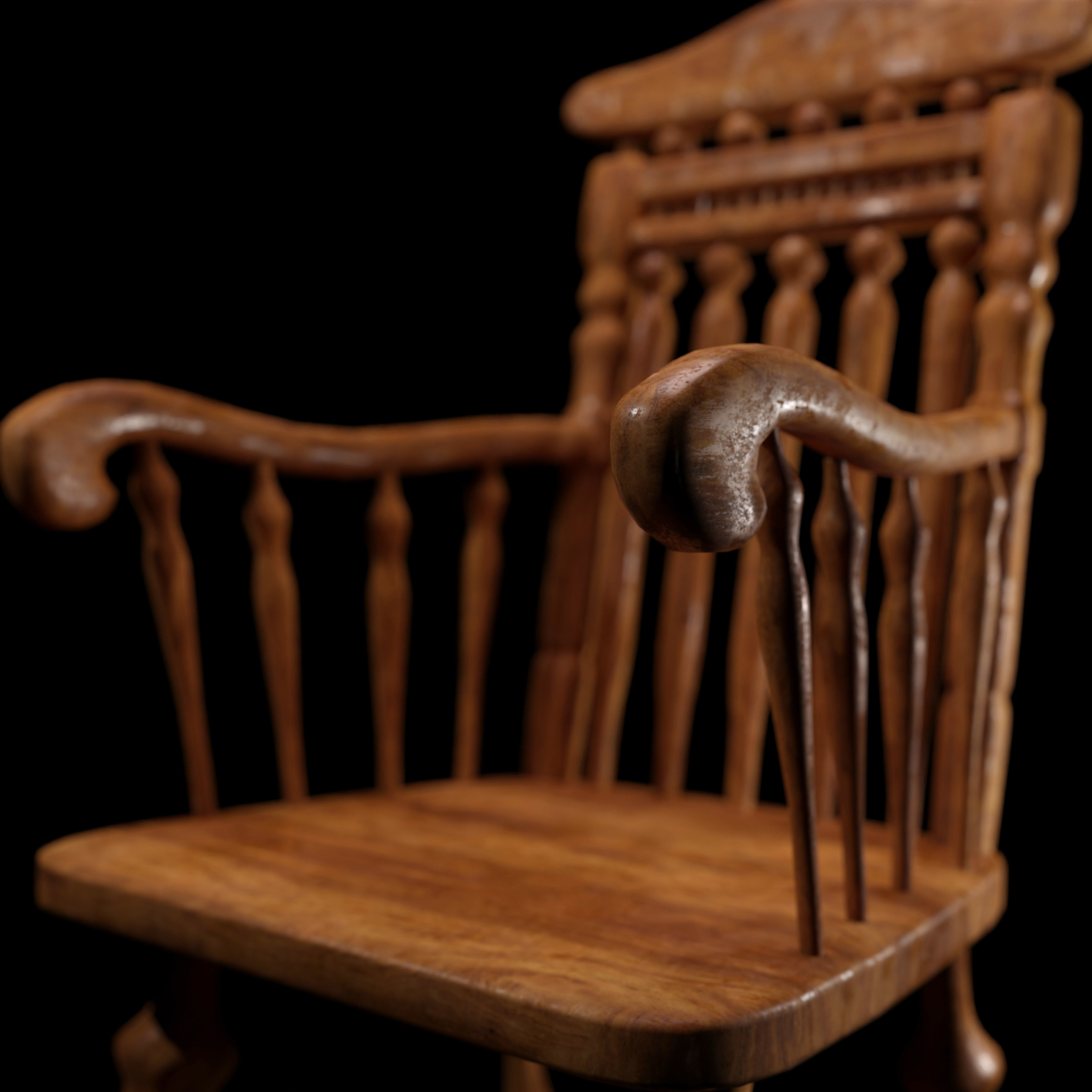Rocking Chair - Low Poly Game Ready - PBR 4K  Low-poly 3D model_5
