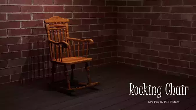 Rocking Chair - Low Poly Game Ready - PBR 4K  Low-poly 3D model