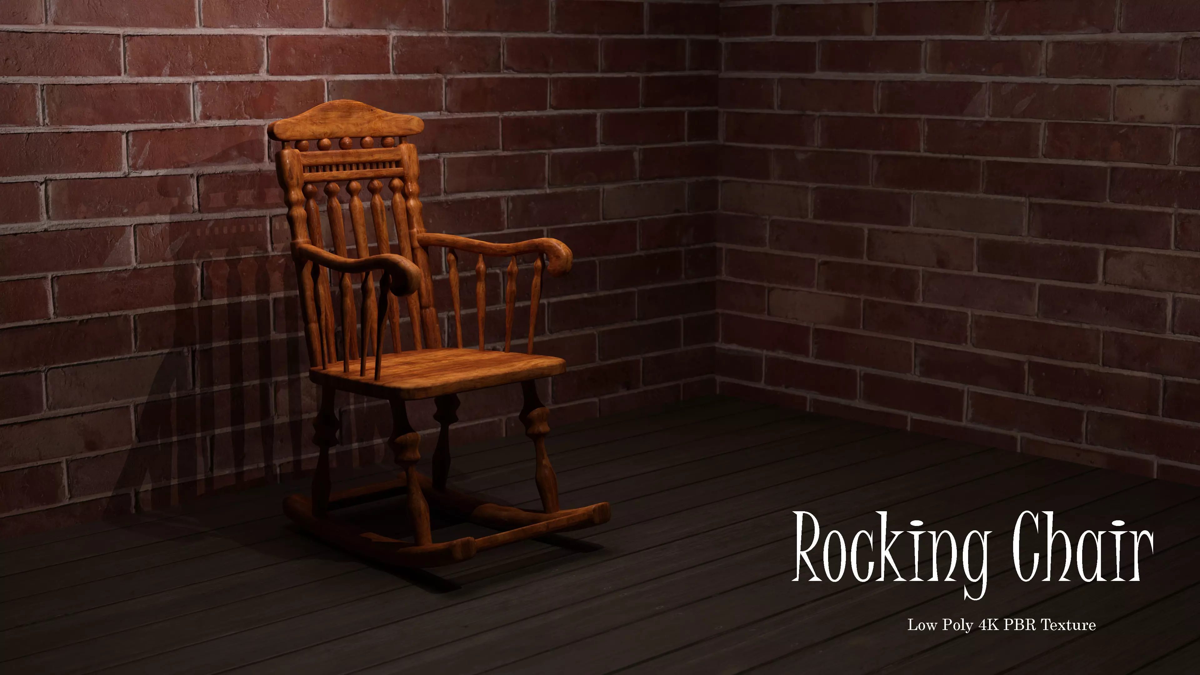 Rocking Chair - Low Poly Game Ready - PBR 4K  Low-poly 3D model_0