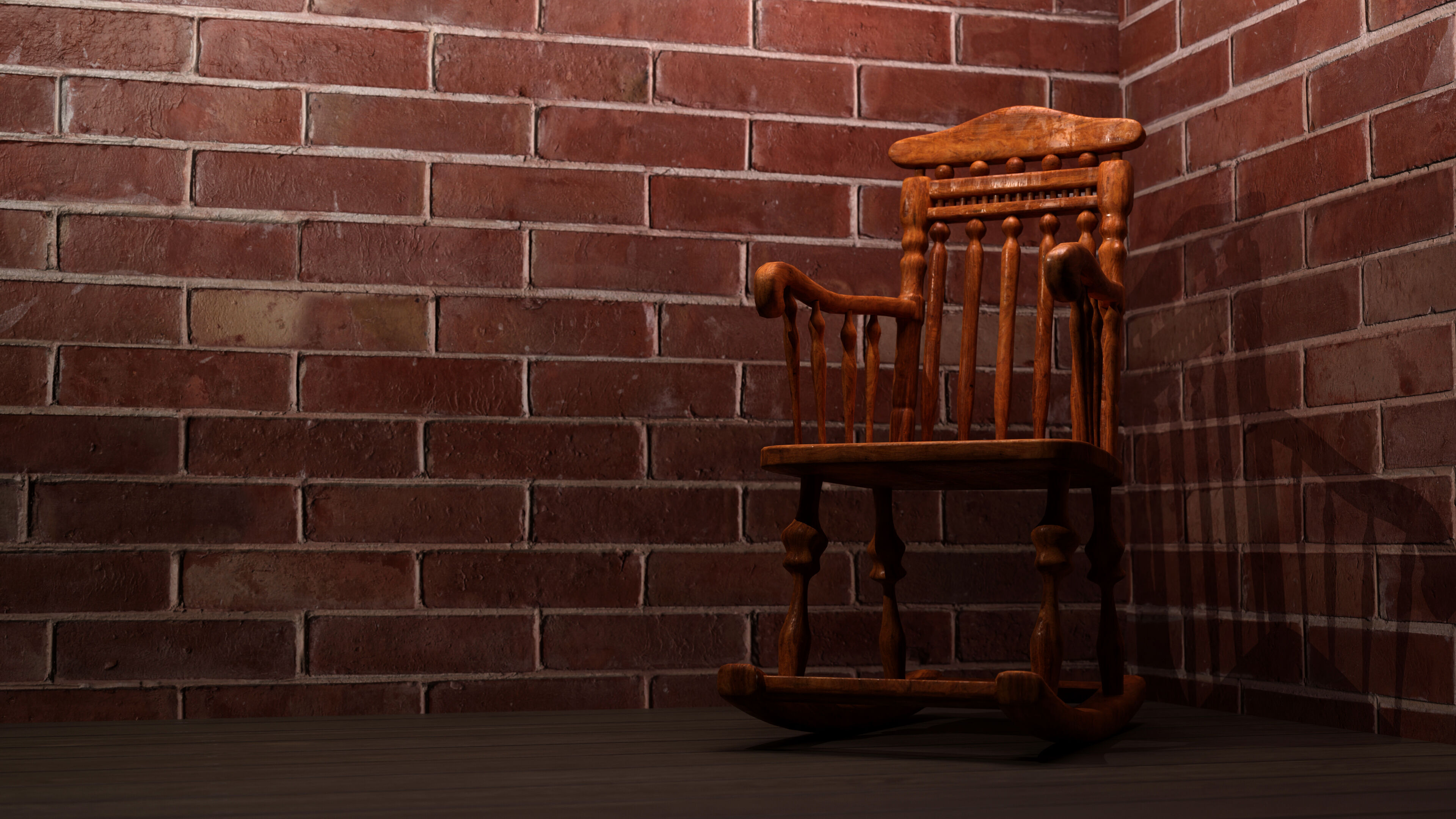Rocking Chair - Low Poly Game Ready - PBR 4K  Low-poly 3D model_1