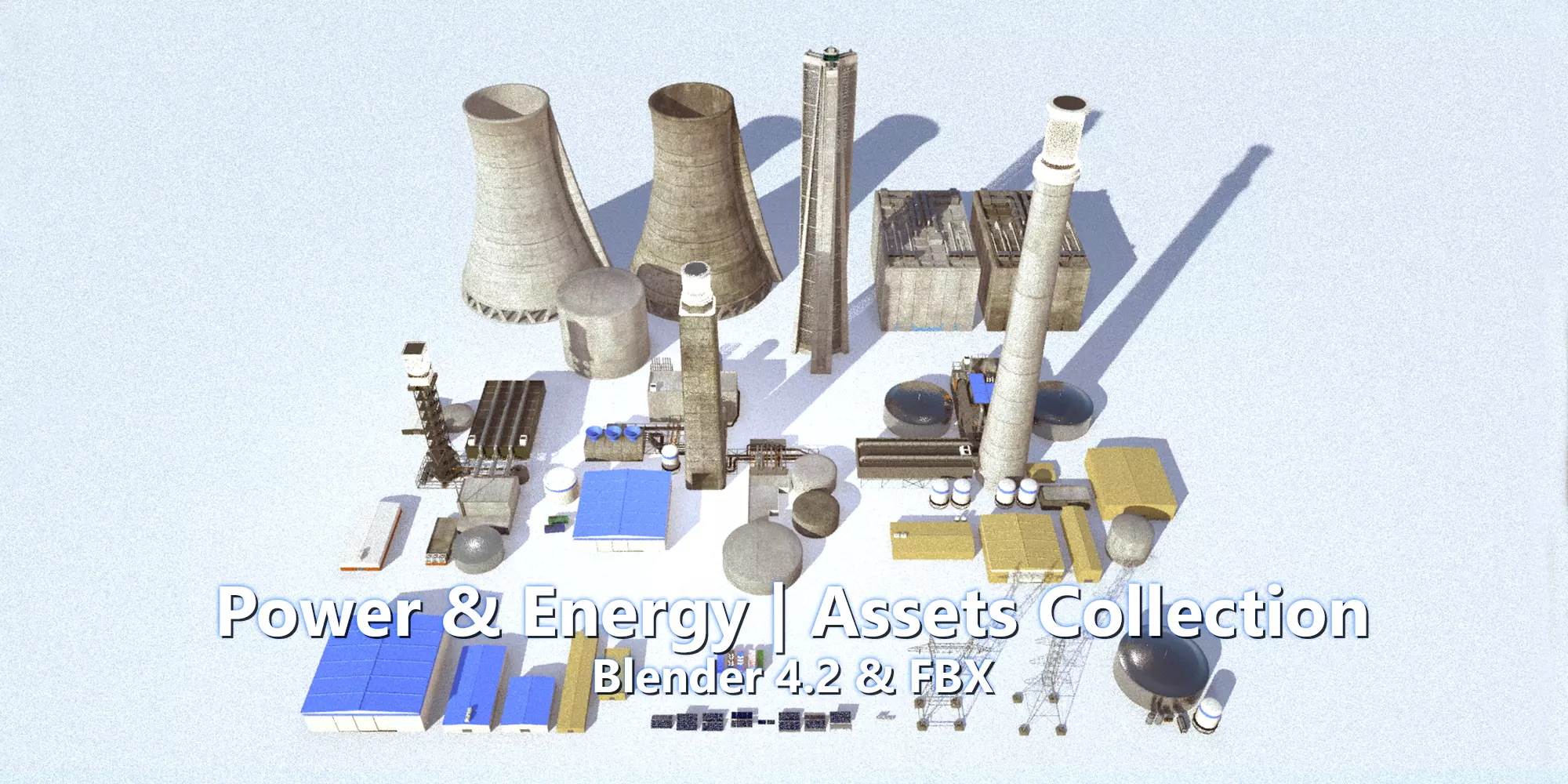 Power and Energy assets collection Low-poly 3D model