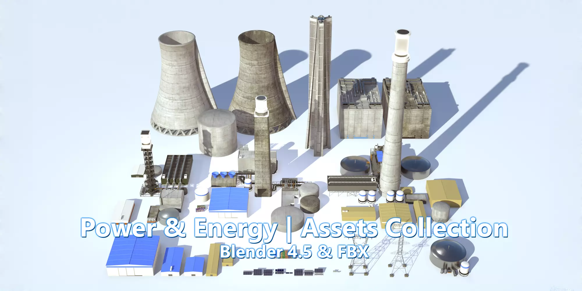Power and Energy assets collection Low-poly 3D model