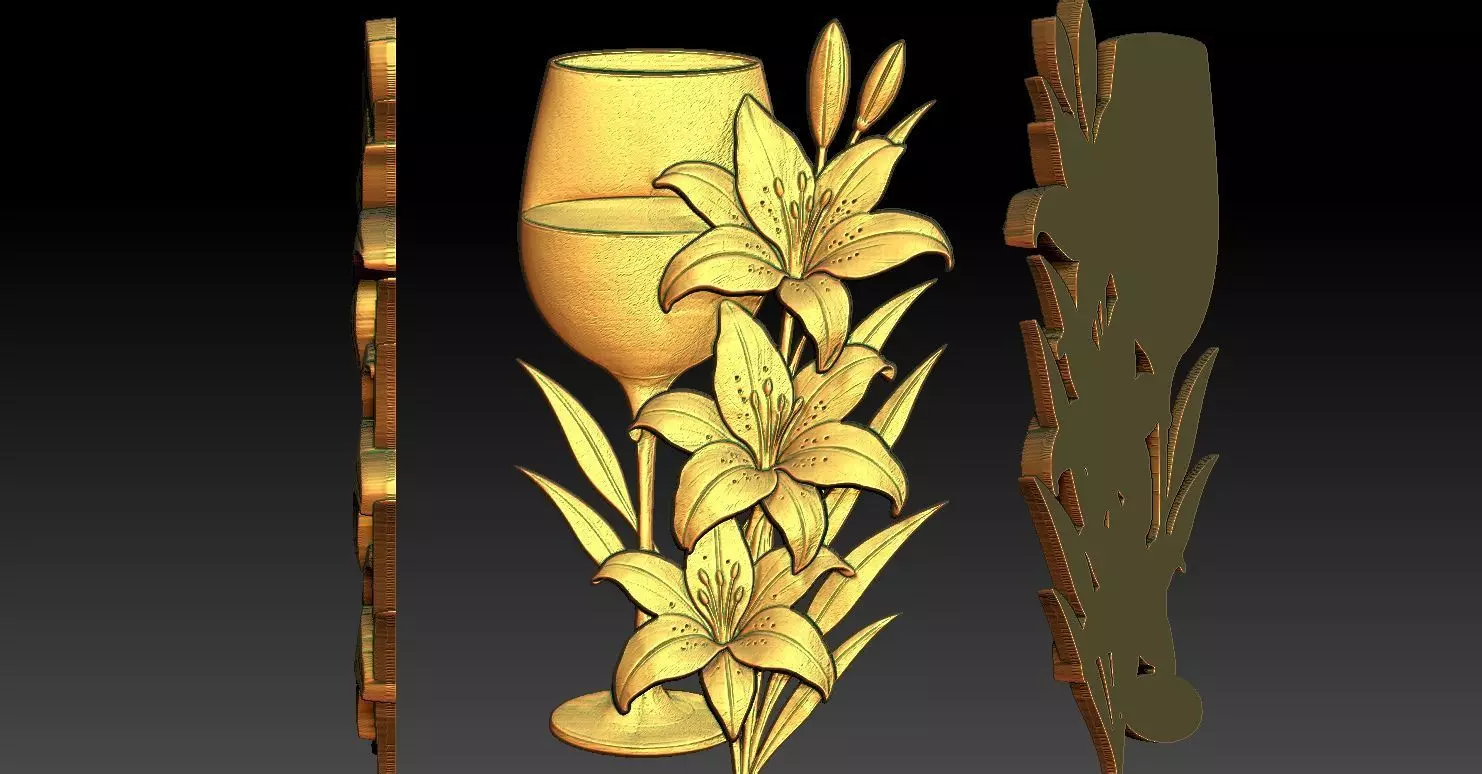 2 Lily CNC Relief Model 3D print model_0